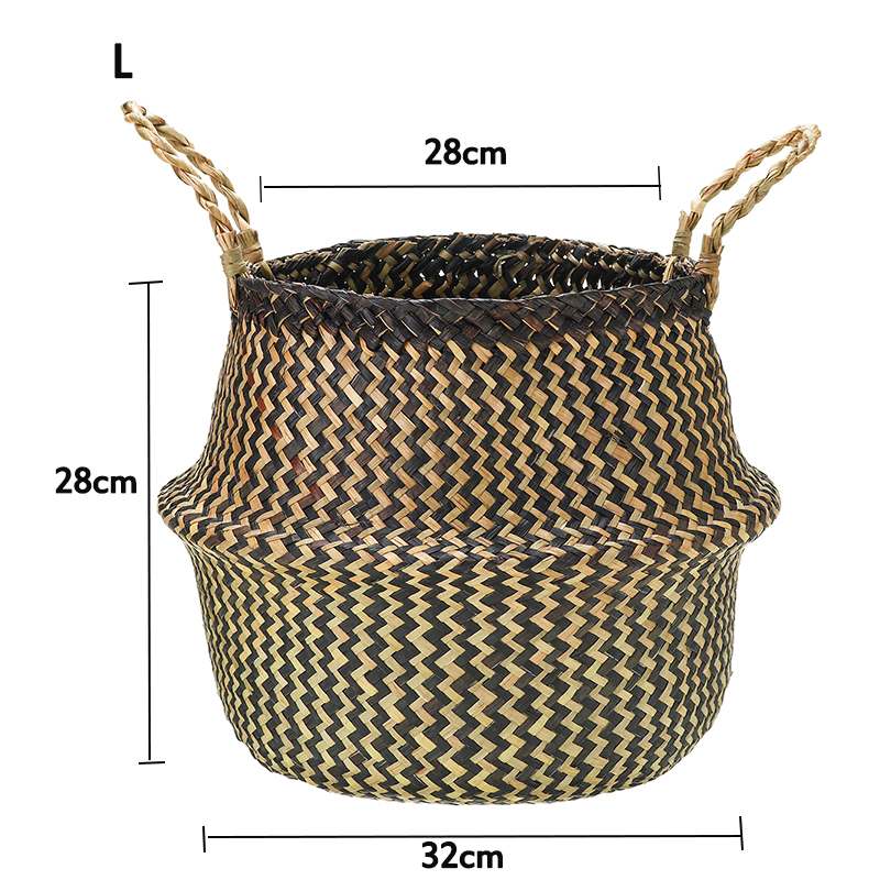 Foldable Seagrass Woven Storage Baskets Laundry Baskets Wicker Hanging Flower Pot Baskets Storage panier osier basket for toys