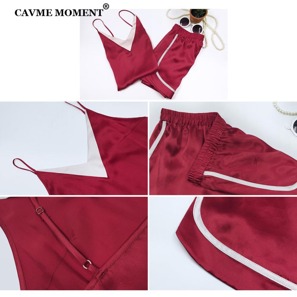 CAVME Satijn Zijden Pyjama Sets voor Vrouwen Spaghetti Band Shorts Zomer Sexy Nachtkleding 2 Stuks Homeclothes