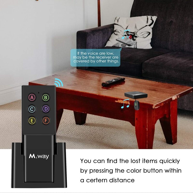 Key Finder Draadloze Rf Item Locator Key Tracker Anti-Verloren Alarm Sleutelhanger, 1 Rf Zender En 6 Ontvangers Voor Key Purse Huisdier