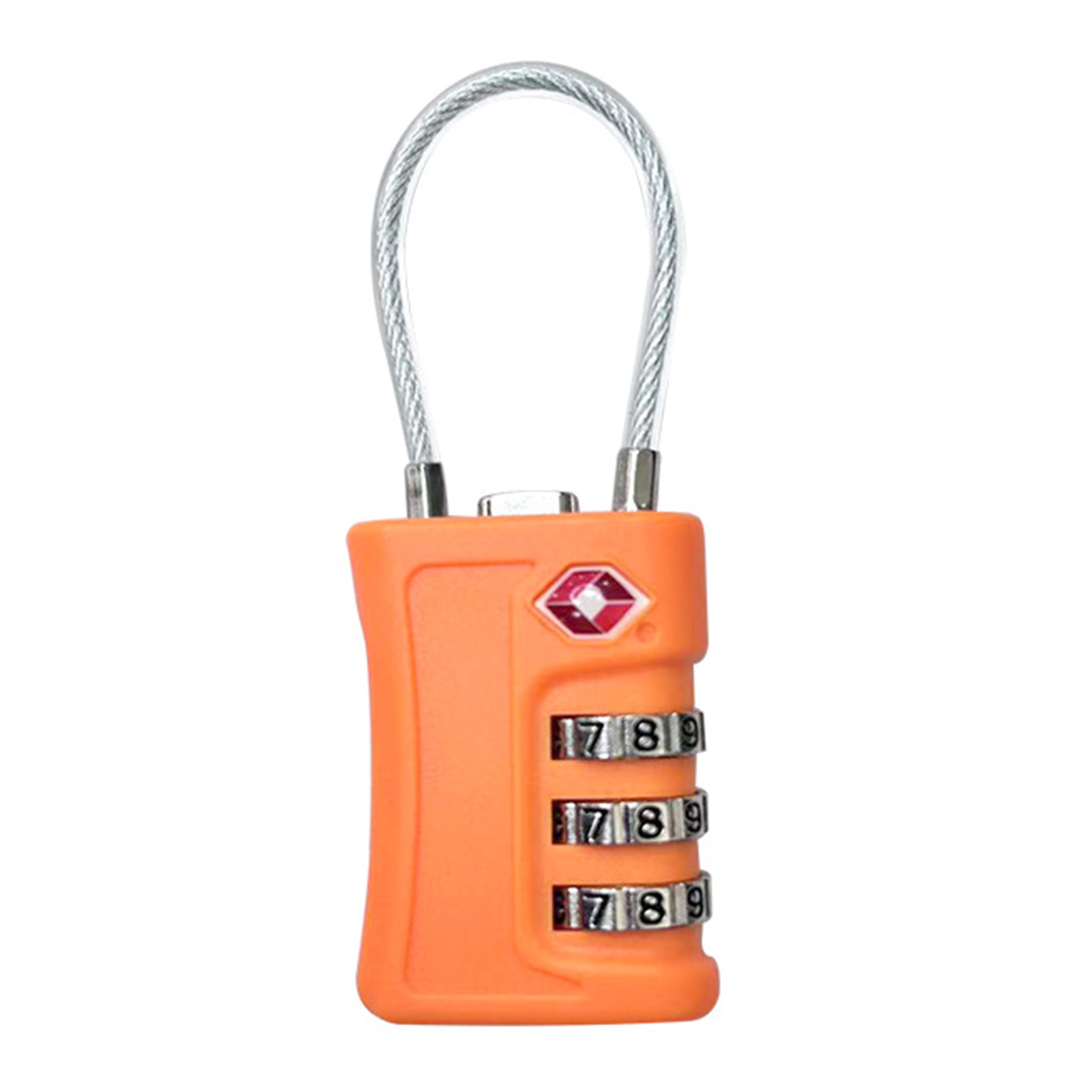Anti-Theft Luggage Locks Lightweight 3 Dial Combination Steel Wire Lock Tsa-Compatible Travel Luggage Locks: Orange
