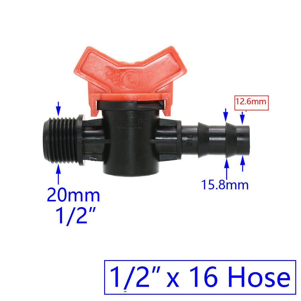 Garden Tap Pe Hose Connector Mini Valve With thread 1/2 3/4" For 1/4" 3/8" 16/20/25mm Water Tube Irrigation Valve Waterstop Cran: Lavender