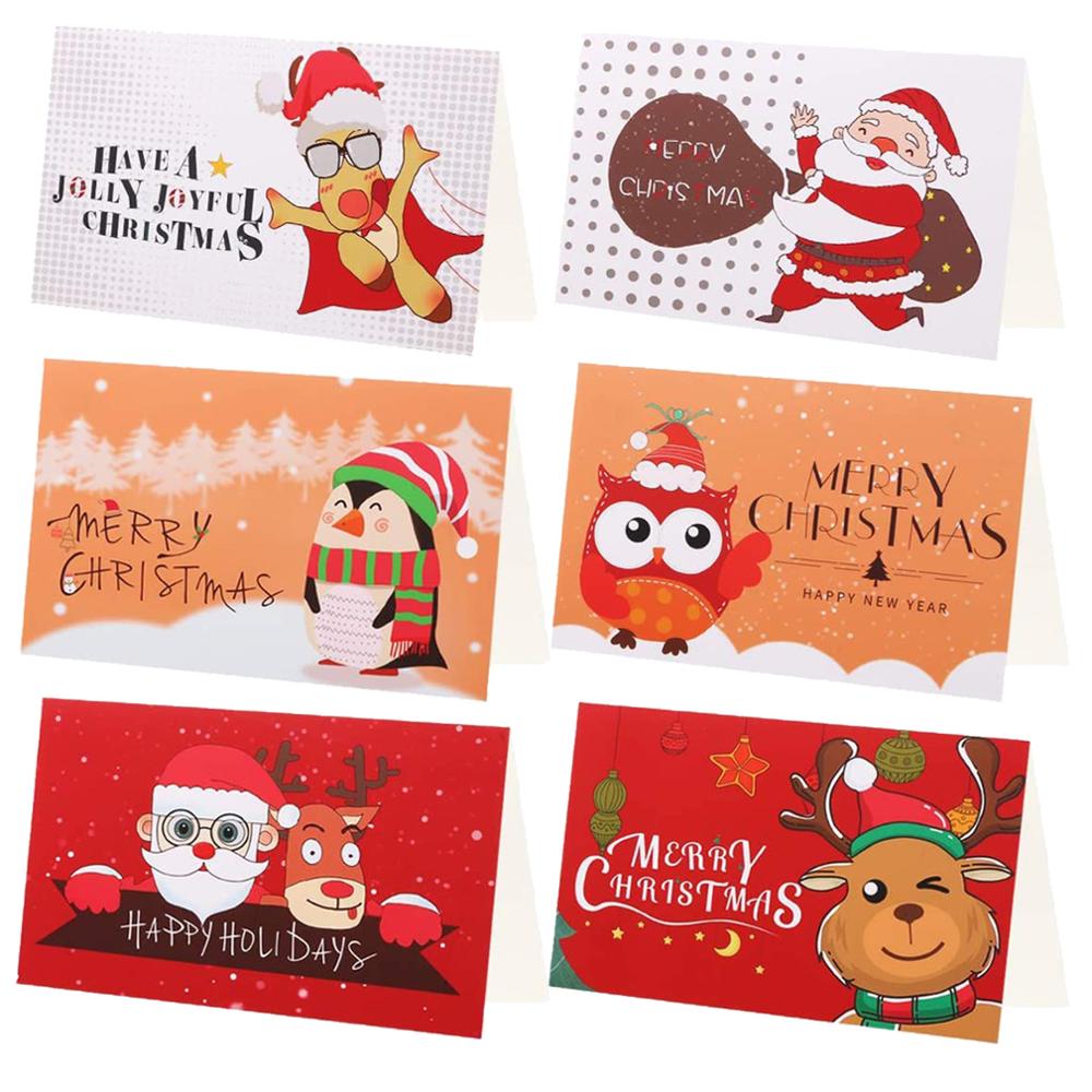 24 Stuks Kerstkaarten Kerstman Cartoon Festival Kaart Met Envelop Brief Papier Ronde Sticker Voor Jaar Postcard kaart