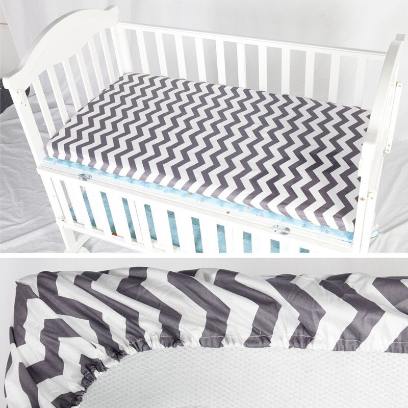 Baby seng krybbe lag madrasbetræk 100%  bomuld tremmeseng monteret lagen blød baby seng madras cover beskytter tegneserie nyfødt sengetøj: No1
