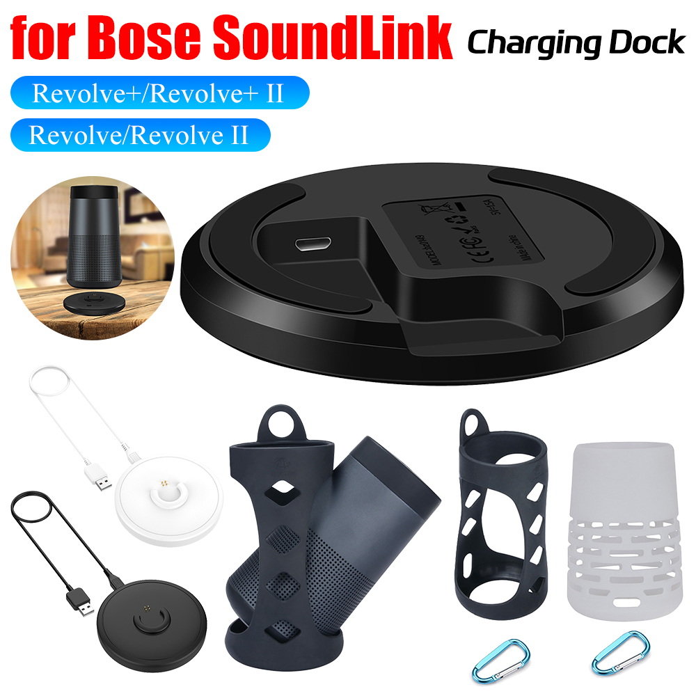 Soporte de carga USB para altavoz Bose SoundLink Revolve/Revolve + II, Base de cargador Universal + funda de sonido, accesorios para altavoces