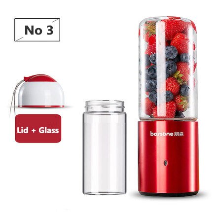 USB Blender Rechargeable Juicer Cup Portable Electric Automatic Vegetables Fruit Juice Maker Cup Juice Extractor Blender Bottle: lid and glass