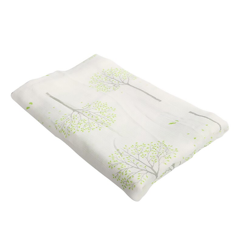 Andningsbara babyfiltar bambufibertyg muslingaze handduk supermjuka filtar för nyfödda sommarwrap 120*120cm: Grönt träd