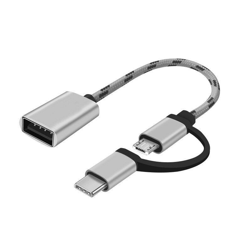 Cable de carga 2 en 1 Tipo C y microusb a USB 3,0, Cable de carga, línea USB 3,0, Cable adaptador OTG para teléfono, PC, convertidor de pene en U: 2in1 Silver