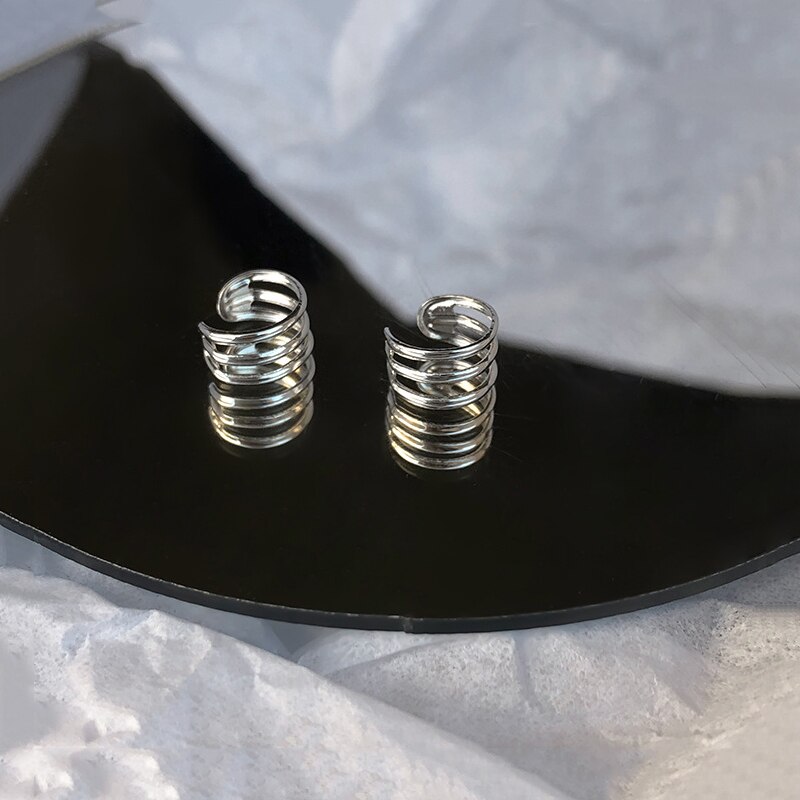 Pendientes de Clip de Plata de Ley 925 para mujer, pendientes escaladores multicapa sin Piercing, 1 S-E1353