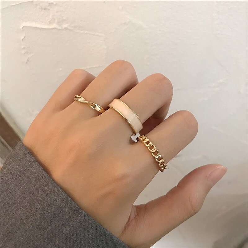Rings For Women Jewelry Wedding Adjustable Opening Of Three-piece Suit Engagement Stainless Steel Ring Set