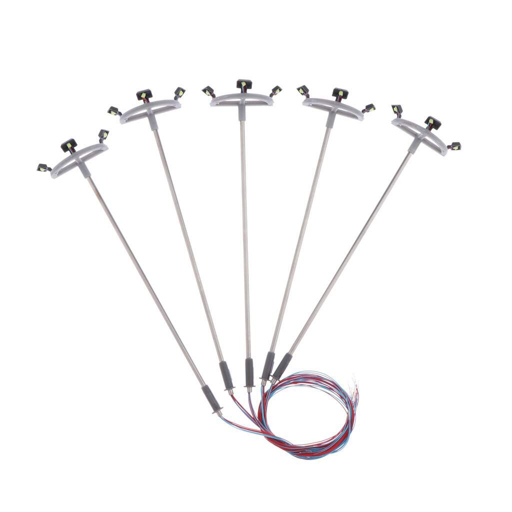 5pcs Mini Model Railway Train Lamp Post LED Street Lights HO Scale 1:87 Garden Landscape Lights