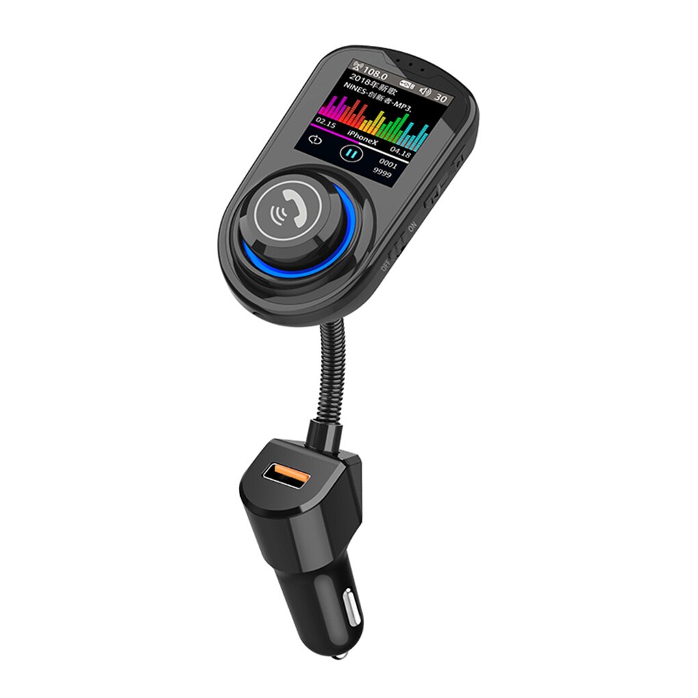 Car Wireless FM Transmitter 1.8inch HD Color Screen Hands-free Bluetooth5.0 MP3 Player Phone Charging