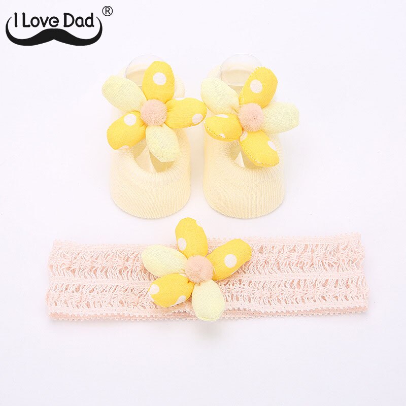2Pcs/Set Cute Bows Baby Girl Headband Socks Set Lace Flower Turban Elastic Headbands Hairband For Girls Baby Hair Accessories: 04