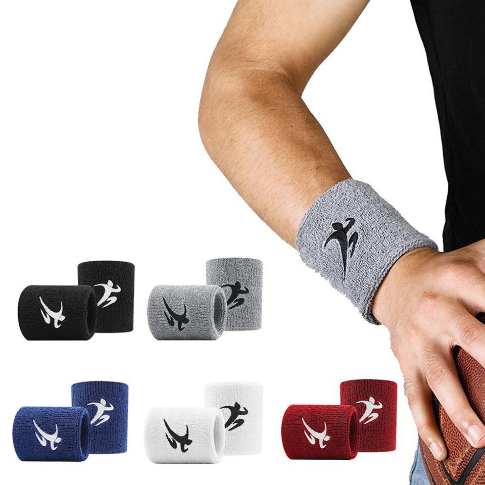 GOBYGO Cotton Elastic Wristbands Gym Fitness Gear Support Power Weightlifting Wrist Wraps for Basketball Tennis Badminton Brace