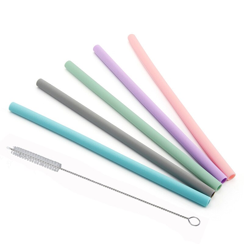 6Pcs Herbruikbare Siliconen Rietjes Vouwen Rietjes Set Kleurrijke Koffie Thee Bar Accessoires Drinkware Partij Reizen Essentieel: pink colour-6pcs