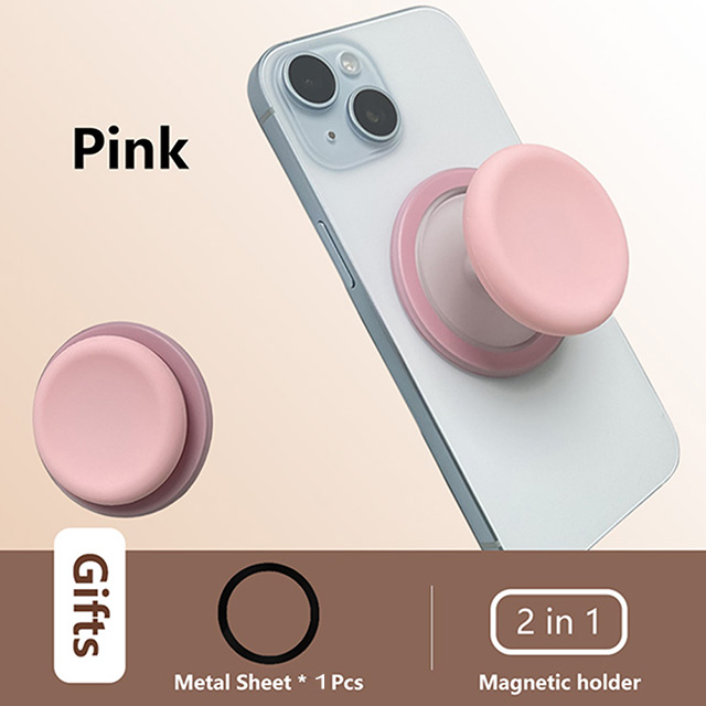 Grippopso Magnetic Cell Phone Holder Griptok Socket 360° With Silicone Cover For Magsafe Grip Finger Ring Holder Stand: Pink