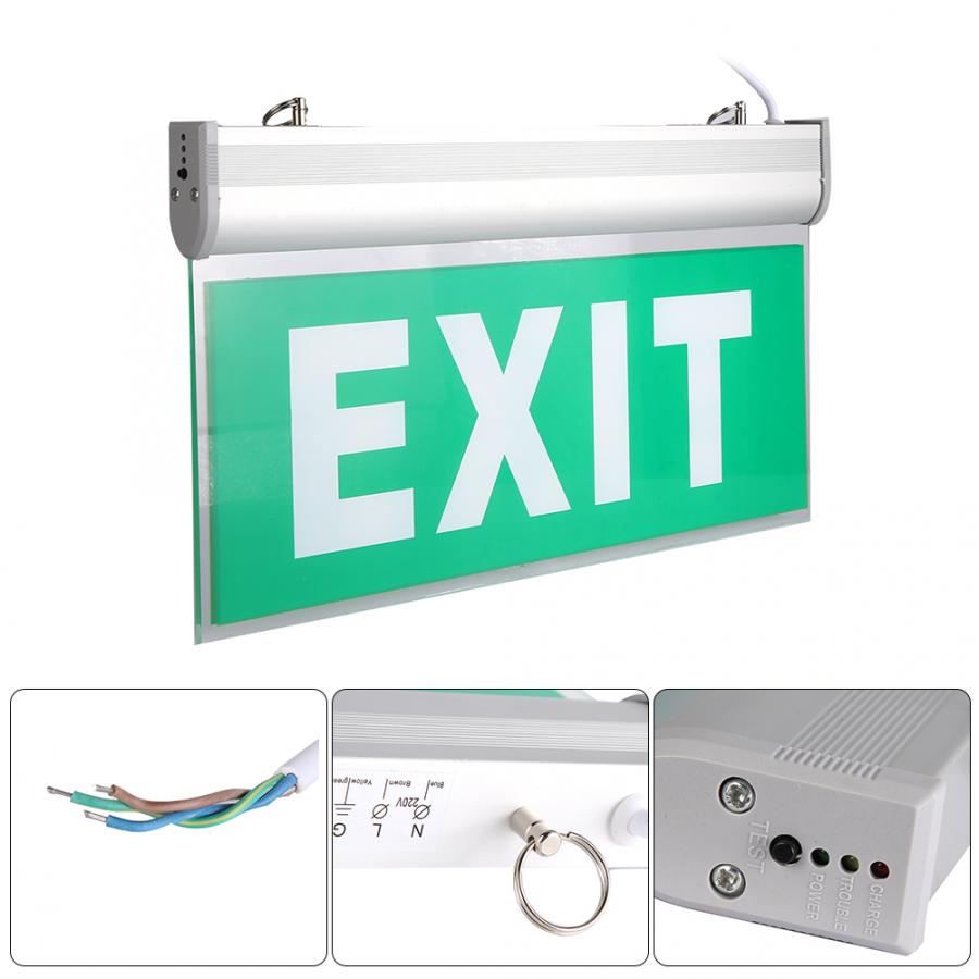 Solar battery power 110-220V Acrylic 3W 12 LEDs Emergency Exit Sign Light Safety Indicator Lamp rechargeable battery