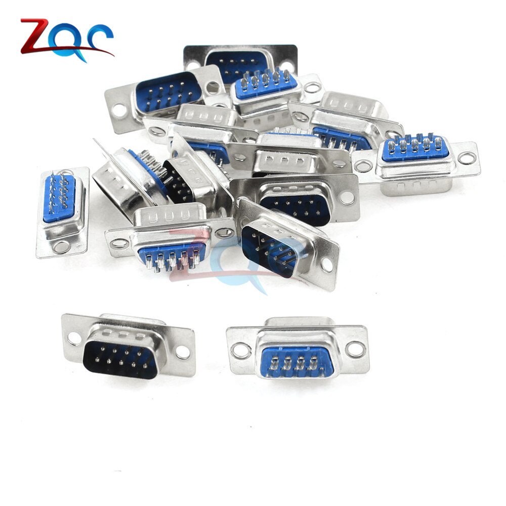 10PCS RS232 DB9 Connector Serial VGA 9 Pin Female 2 Rows Solder Type Plug D-SUB Male Plug Socket Connector