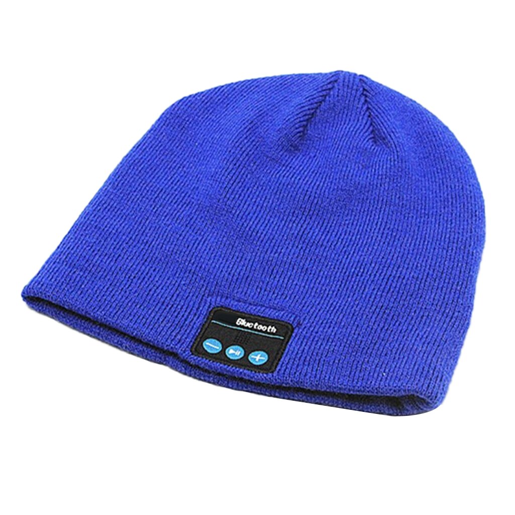 Vinter bluetooth beanie hat headset trådløs hovedtelefon beanie højttalertelefon hætte: Blå