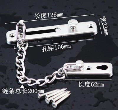 High safety stainless steel security door locks chain sliding anti - theft locks door hardware accessories: A