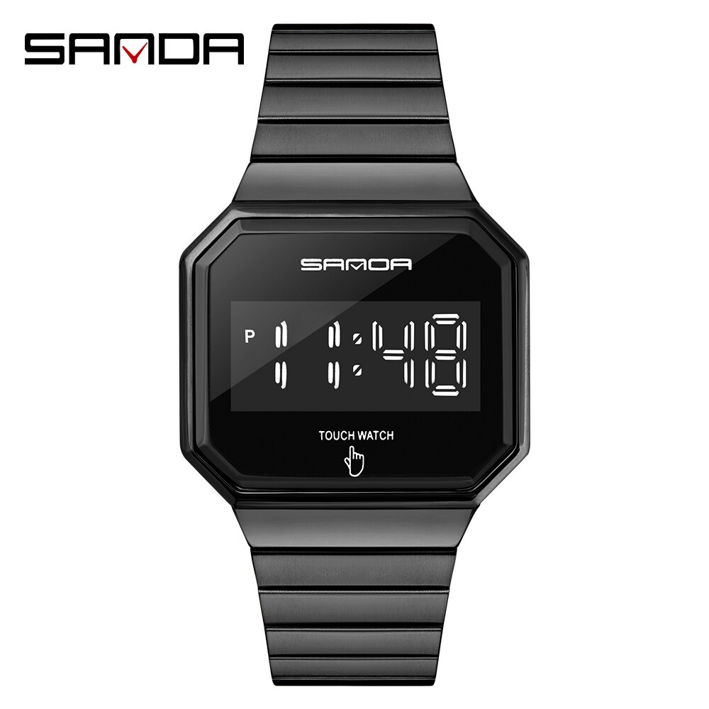 Sports Watches Man LED Touch Screen Electronic Shock Wristwatch Waterproof Digital Male Clock Relogio Masculino: black