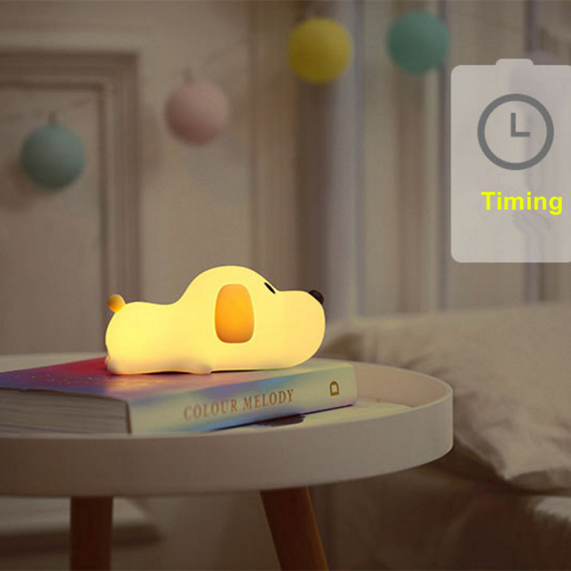 Dimbare Led Nachtlampje Lamp Touch Siliconen Puppy Cartoon voor Baby