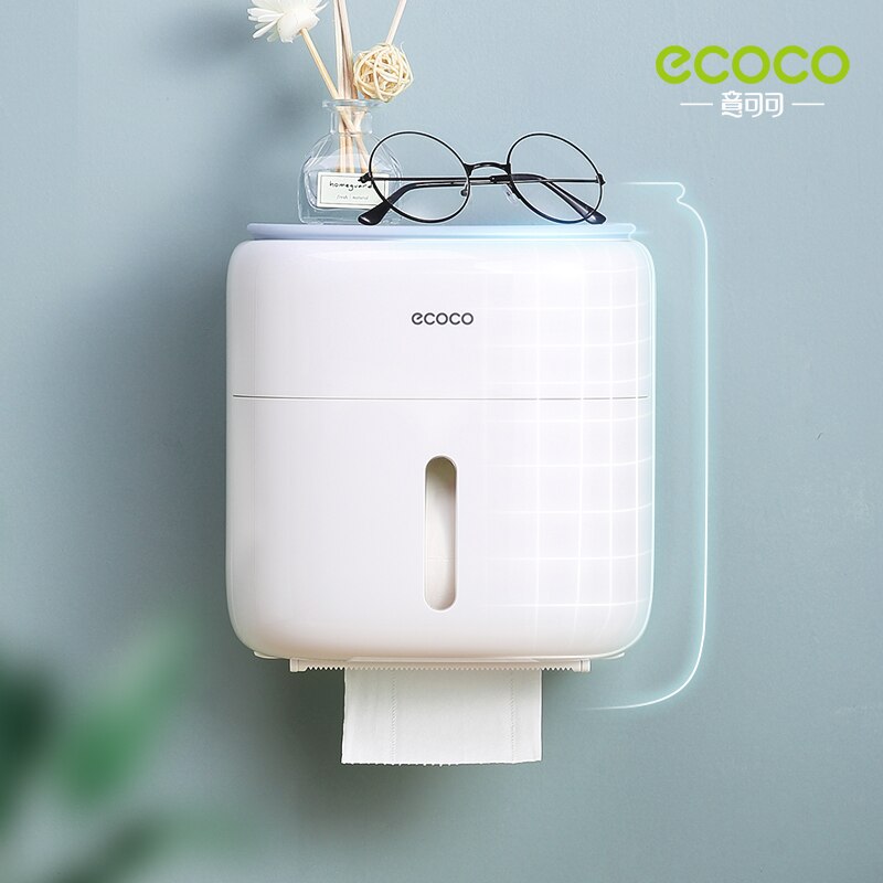 ECOCO Wall Mounted Waterproof Toilet Paper Holder Shelf Multifunctional Storage Box for Toilet Paper Bathroom Toilet Accessories