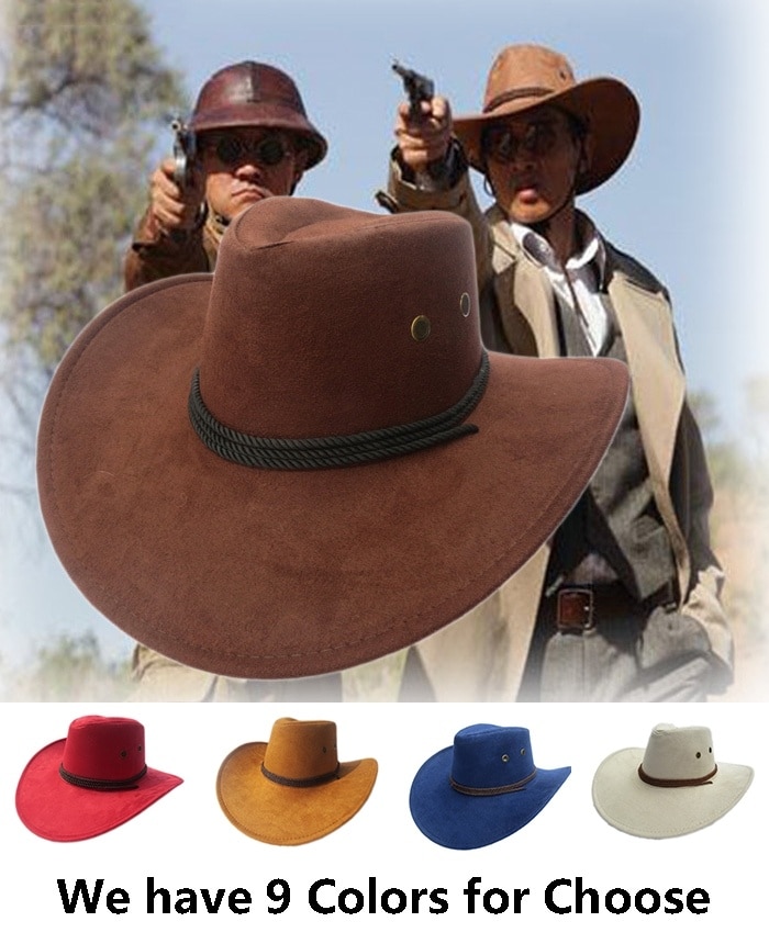Sun Hat Faux Leather Cowboy Hat Men and Women Travel Caps Western Hats Chapeu Cowboy 9 colors