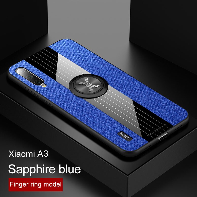 Voor Xiao mi mi A3 case COVER Luxe Zachte Siliconen Frame En Magnetische ring Houder Back Cover Voor Xio Mi mi A2 A3 TELEFOON Gevallen Capa: Xiaomi Mi A2 / Blue with Ring