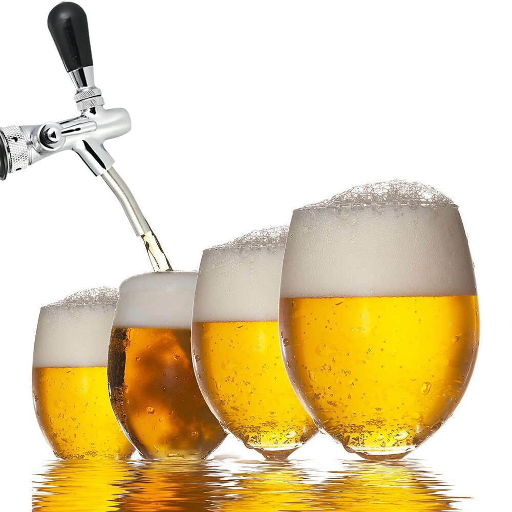 Adjustable Flows Chrome Draft Beer Tap G5/8 Shank Long Stem Brew Beer Keg Taps with Ball Lock Disconnect for home or commercial