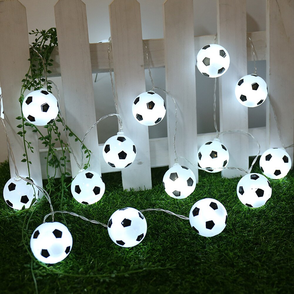 1.5m 3m 6m LED Soccer Balls String Lights Garland USB/Battery Powered Football Christmas Fairy Lights for Home Party Decoration: White / 3M 20Balls Battery