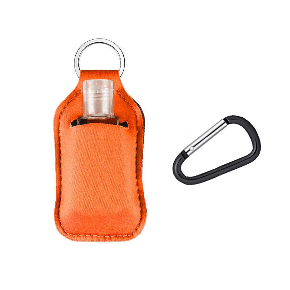 Kit de llavero desinfectante de manos reutilizable, 30ml, botellas desinfectantes para manos portátiles de viaje con funda para botella y soporte para llavero: orange