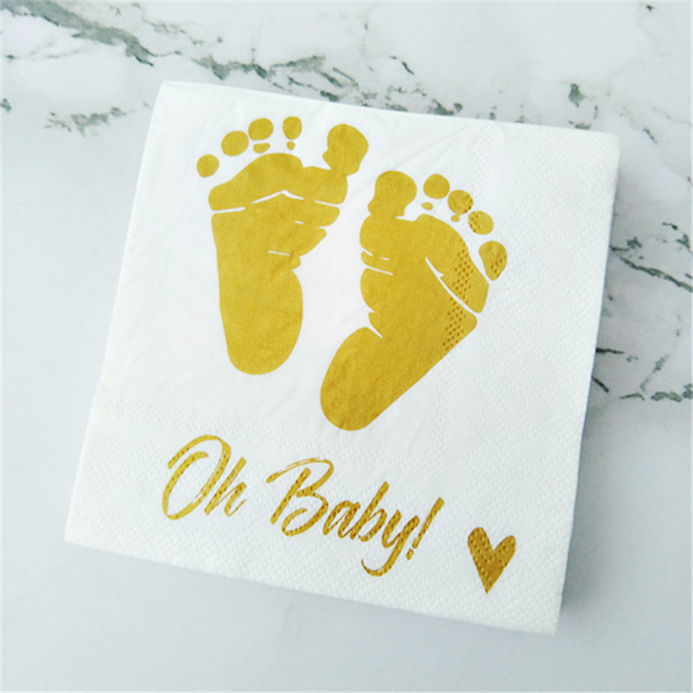 20 vellen Absorberende Vergulden Voet Decoratieve Wegwerp Tissue Papier Servetten voor Party Verjaardag