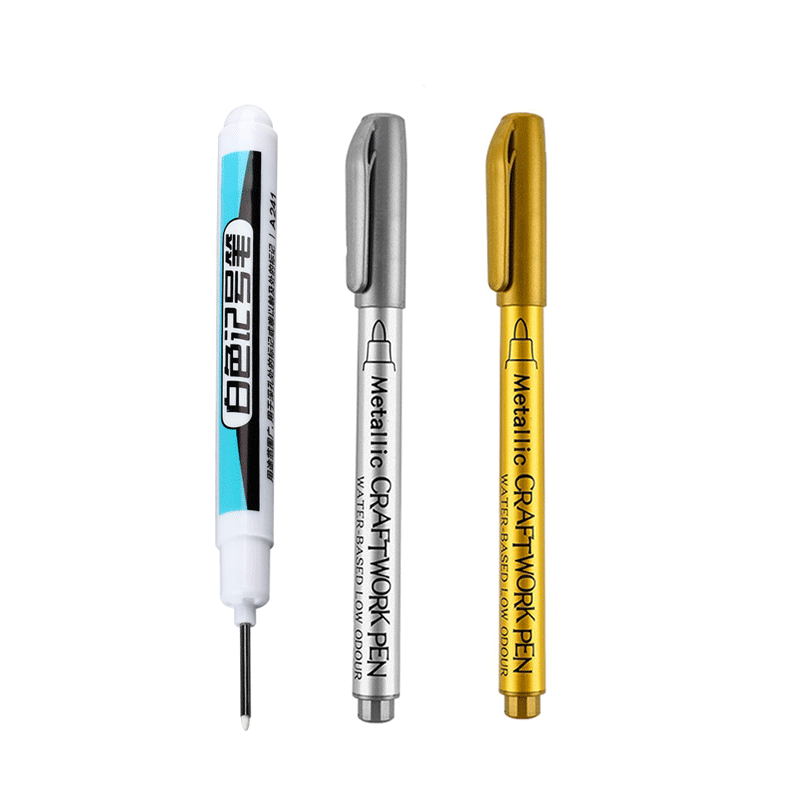 Set van 0.7/1.0/2.5mm witte verfmarkers met fijne punt, olieachtige, permanente verf voor steen, stof, hout, metaal, glas, canvas, banden en graffiti.: Lichtgeel