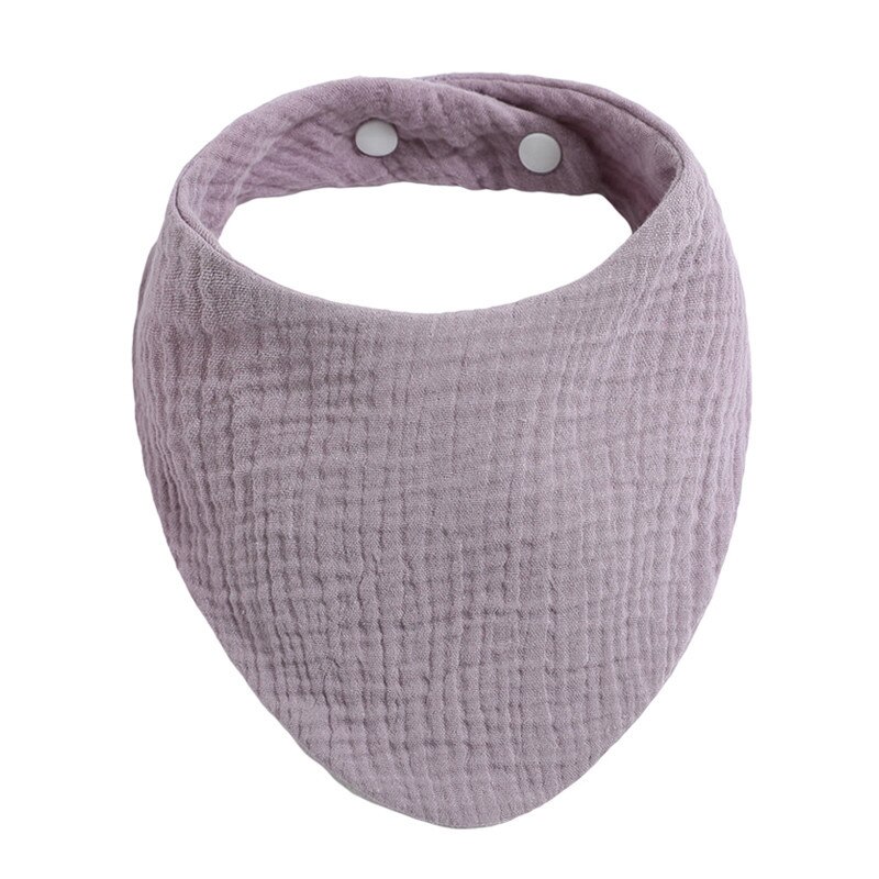 Baby Bibs Infant Soft Cotton Bib Newborn Solid Color Stripe Snap Button Triangle Saliva Towel Boy Girls Feeding Drool Burp Cloth: Purple