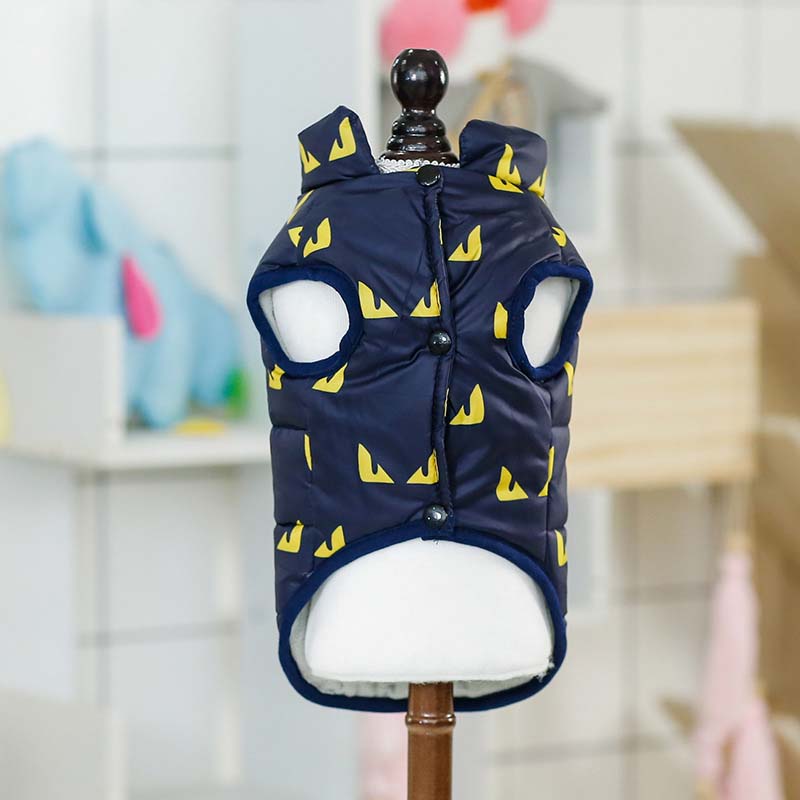 Grossas de inverno Quente Dog Vest Little Devil Cat Dog Imprimir Roupas À Prova de Vento Parkas Casaco para Gatos Chihuahua Filhote de Cachorro Pequeno Aparelhos 10A