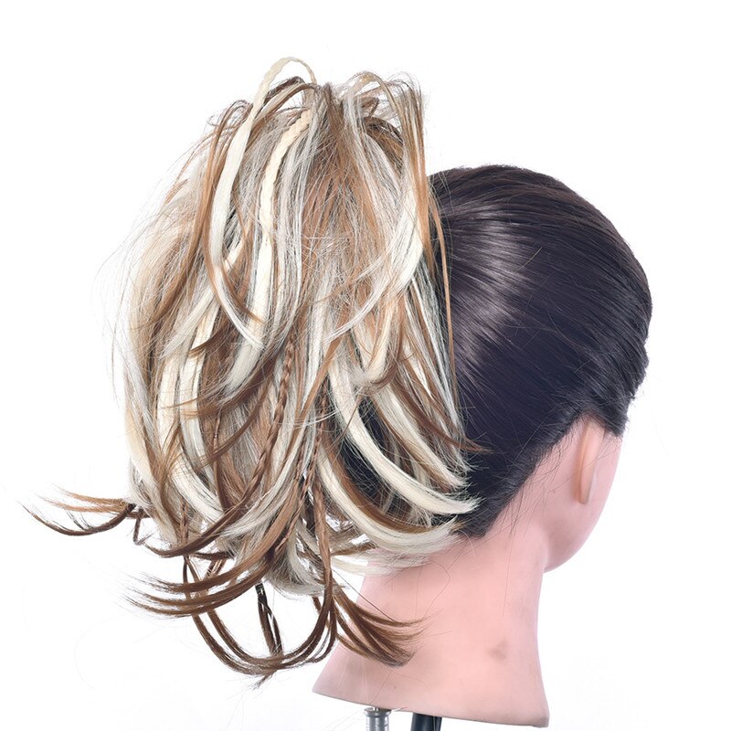 Gres Donut banda de pelo de fibra resistente al calor/Negro rubia trenza moño para novias sintético de mujer moño para el cabello con una banda de caucho: 27H613