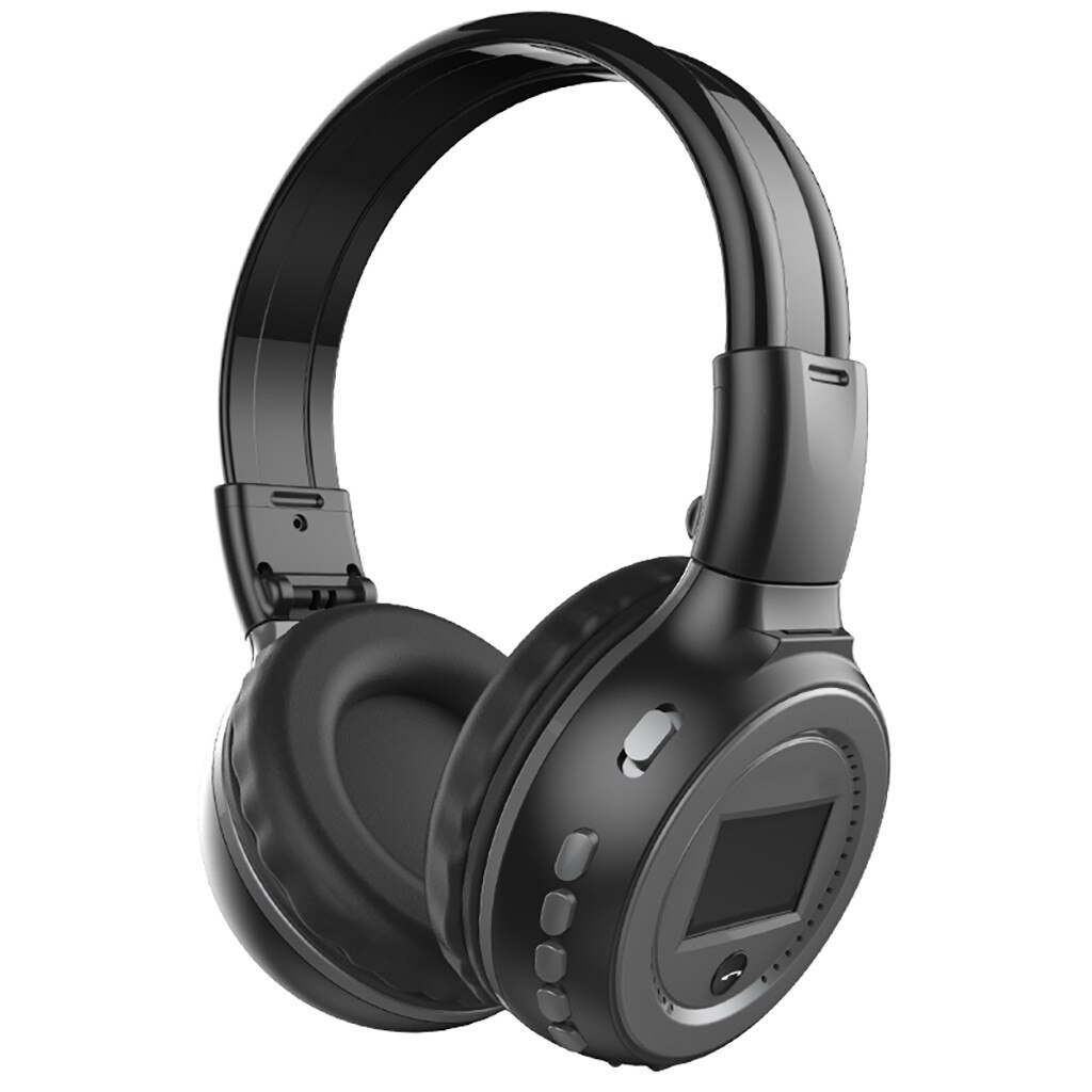 Universal Foldable Sports Wireless Headset LED FM Radio Headphone Support TF Bluetooth Headphone LED Display with Microphone: Gray 