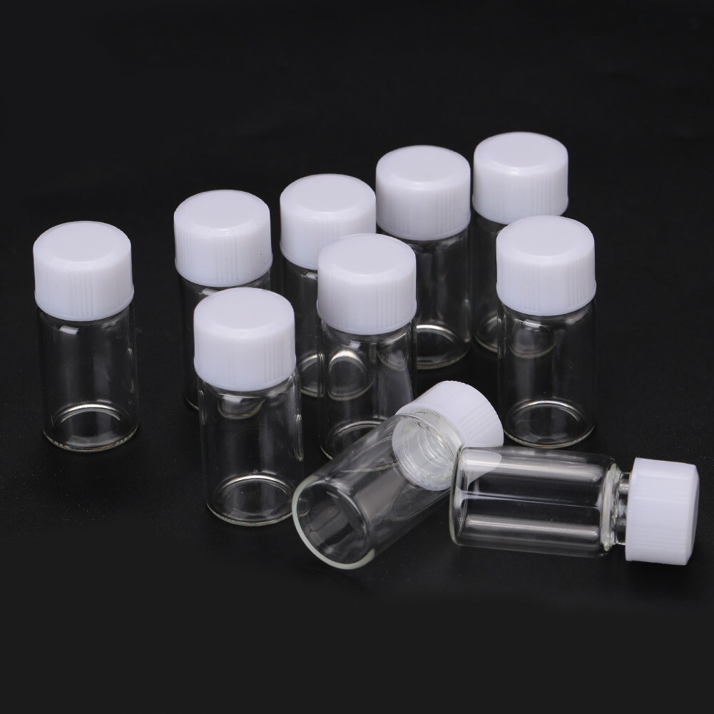 Glass Vials 3.0ml Transparent Screw Cap Seed Reagent Laboratory Medicine 10pcs/Set Leak Proof Biomedical Chemical