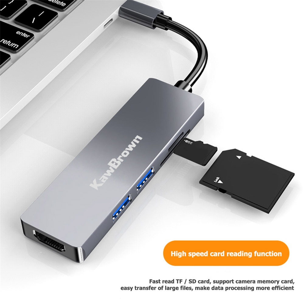 Kawbrown Usb C Hub Type-C Naar Hdmi USB-C Naar Usb 3.0 Connector Tf/Sd Adapter Voor mac Book Pro Laptop Dock Station Accessoires