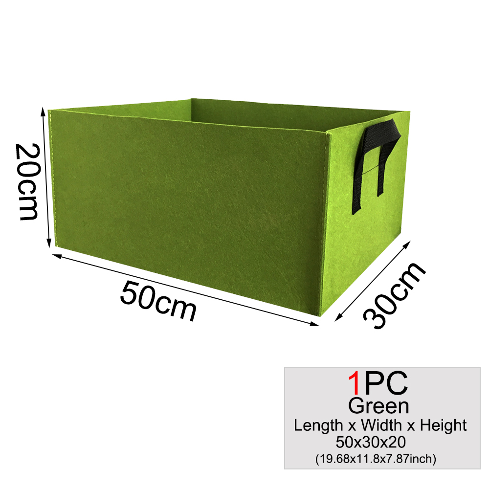 Muciakie 1pc firkantet stof voksepose potteposer haveplantepose grøntsags plantepose plantepotte med håndtag til planter: 1pc 50 x 30 x 20cm grønne