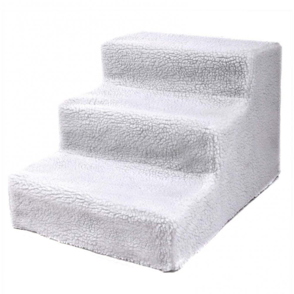 Anti-slip Climbing Pet 3 Steps Plush Cloth Stairs for Dog Cats Removable Dogs Bed Stairs Dog Stairs Ladder Products: White