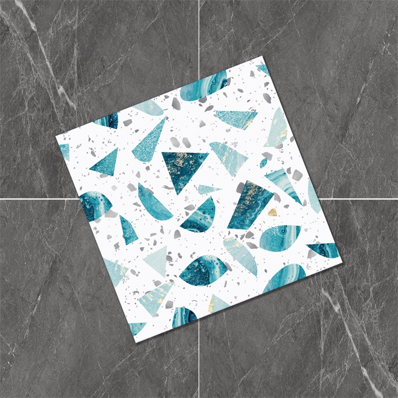 4pcs Broken Star Lake Blue Bedroom Floor Tile Twill Anti-skid Effect Beautiful Decor Stickers Self-adhesive Home Decor