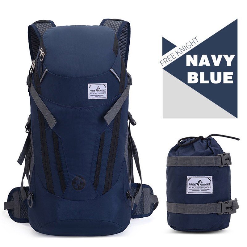 30L Portable Folding Backpack Outdoor Hiking Climbing Bag Waterproof Nylon Backpack Breathable Portable Travel Bag: Navy Blue