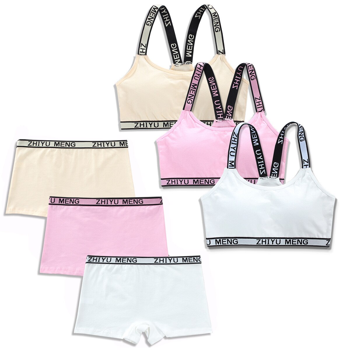 4 Set/lotto Teenager Biancheria Intima Delle Ragazze di Cotone Imbottito Biancheria Intima Del Reggiseno Set 8-14Years