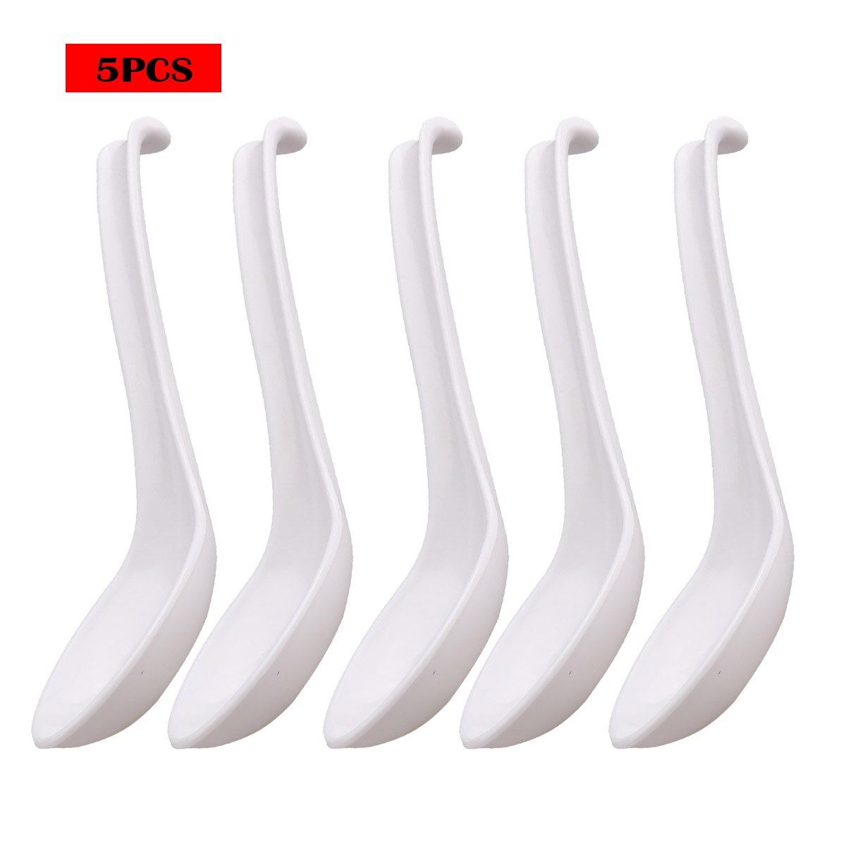 5/10Pcs Ramen Noodle Soep Lepels Met Lange Handvat En Haak Voor Restaurants Home Hotel Voedsel Winkel: 5Pcs White