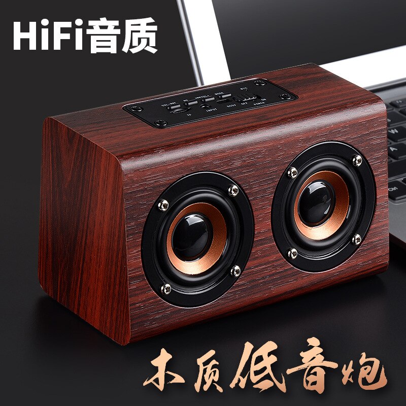 Portable wireless wooden Bluetooth small speaker subwoofer shock film mobile phone computer TF card small stereo