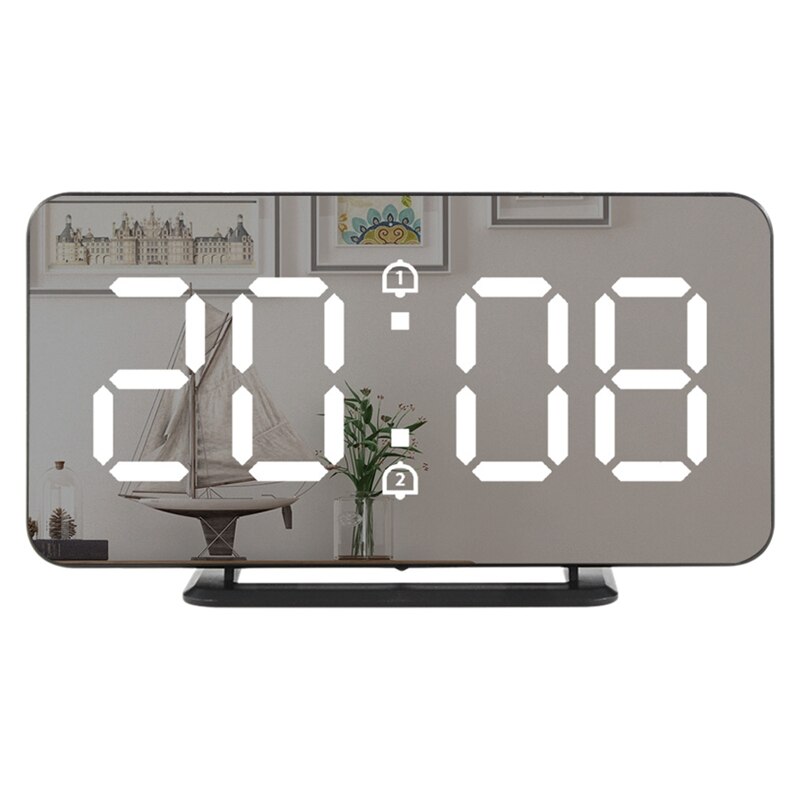6 Inch Dimmable LED Sn Digital Clock for Bedroom,Lightweight Smart Double Number Alarm Clock with Snooze Function