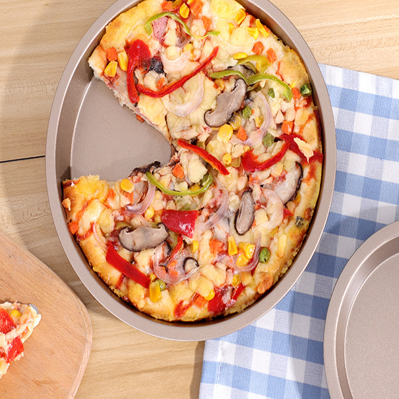 Plato circular de acero al carbono para pizza, bandeja antiadherente para hornear, molde para pasteles para el hogar, 6, 8, 9 y 10 pulgadas
