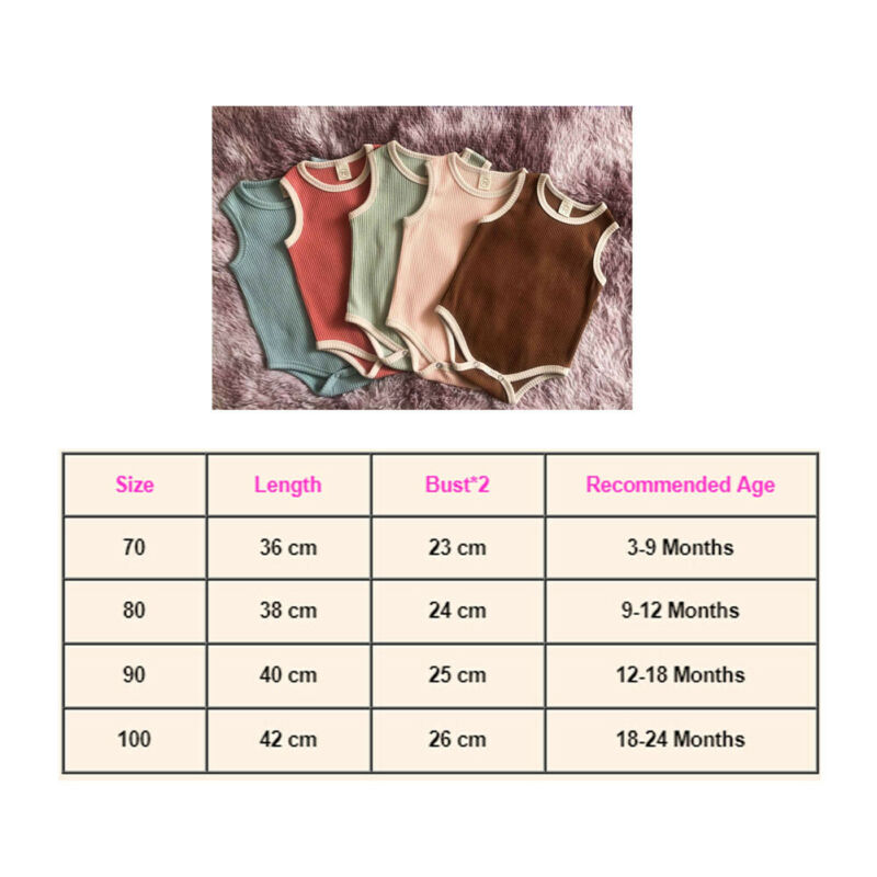 Combinaison en coton doux pour bébés 0-24M | Tenue d'été sans manches, solide, pour garçons et filles, combinaison une pièce,