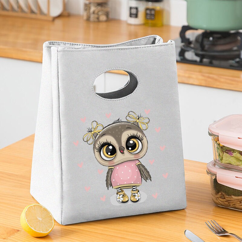 Harajuku Style sowa płótno piknik torba obiadowa neutralna torba do przechowywania żywności przenośna pojemna torba dziecięca torba obiadowa: 9Owl008